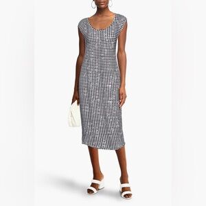 Revolve MONROW Houndstooth stretch cotton jersey midi dress size small